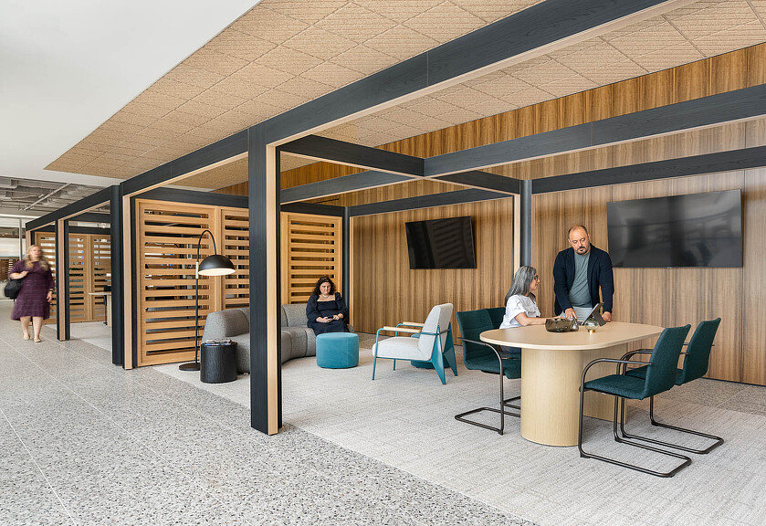 A group of people in a room.