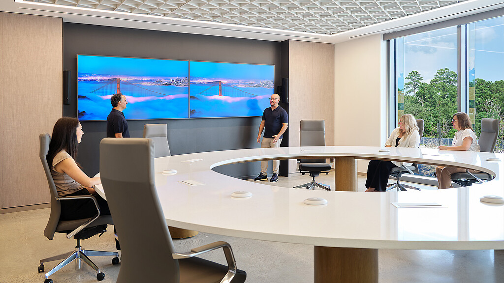 A group of people in a meeting.