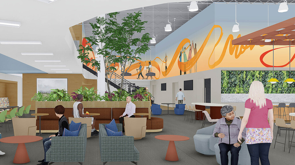 A group of people in a room.