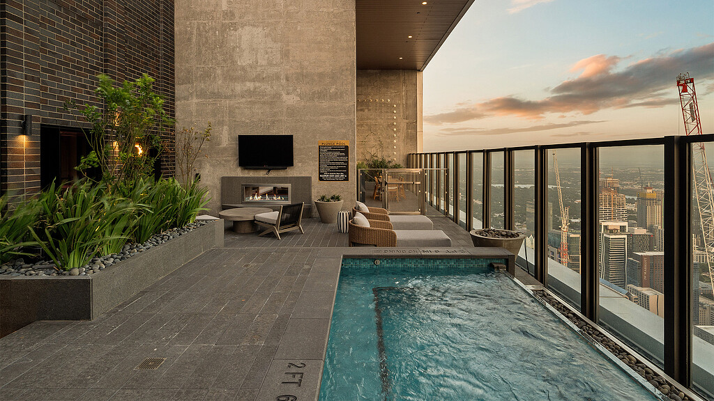 A pool in a building.