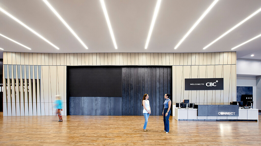 A couple of women on a stage.