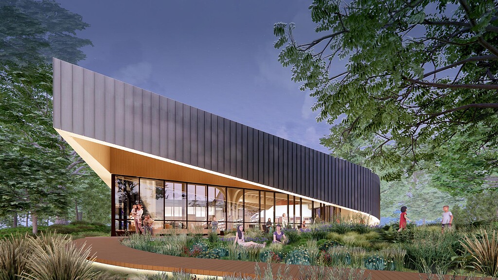 A building with a glass roof.