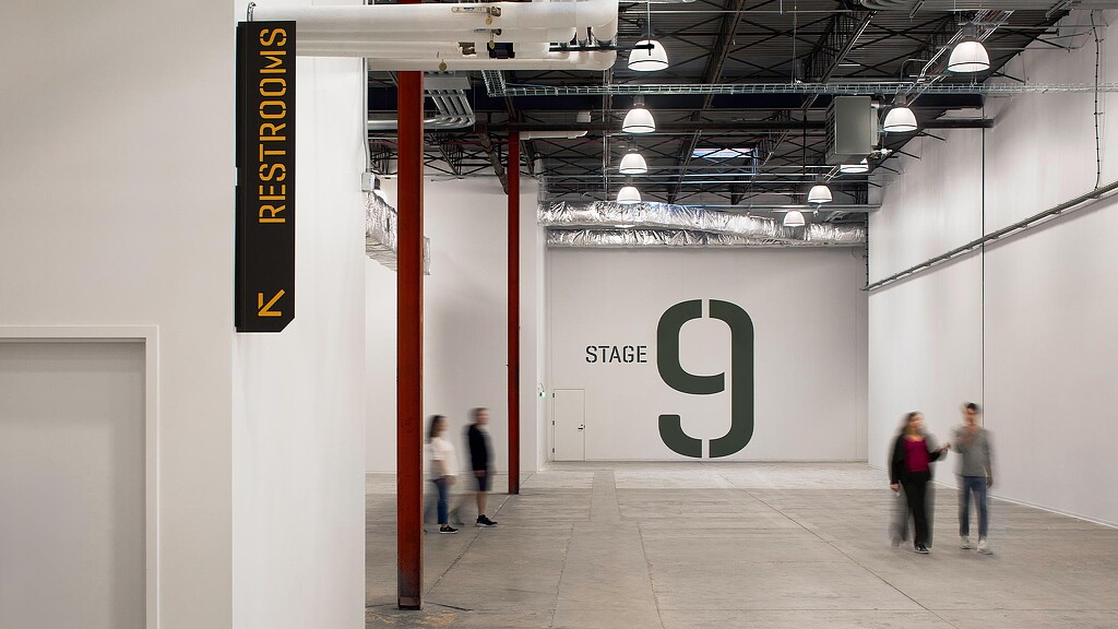 People walking in a building.