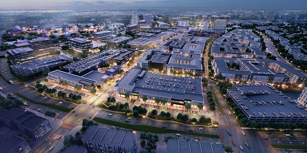 Aerial view of a large city.