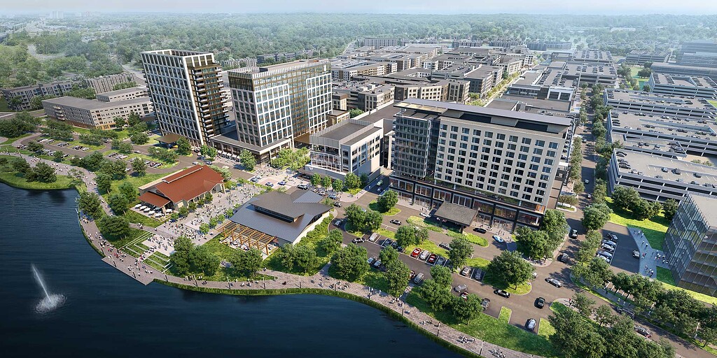 A city with a river running through it.