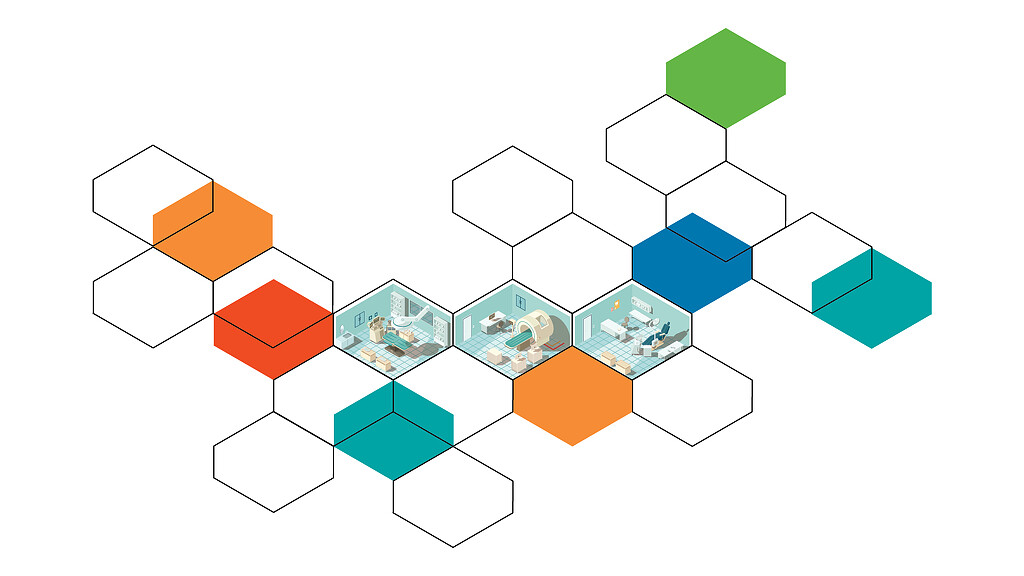 Diagram depicting the conversion of office spaces to outpatient care