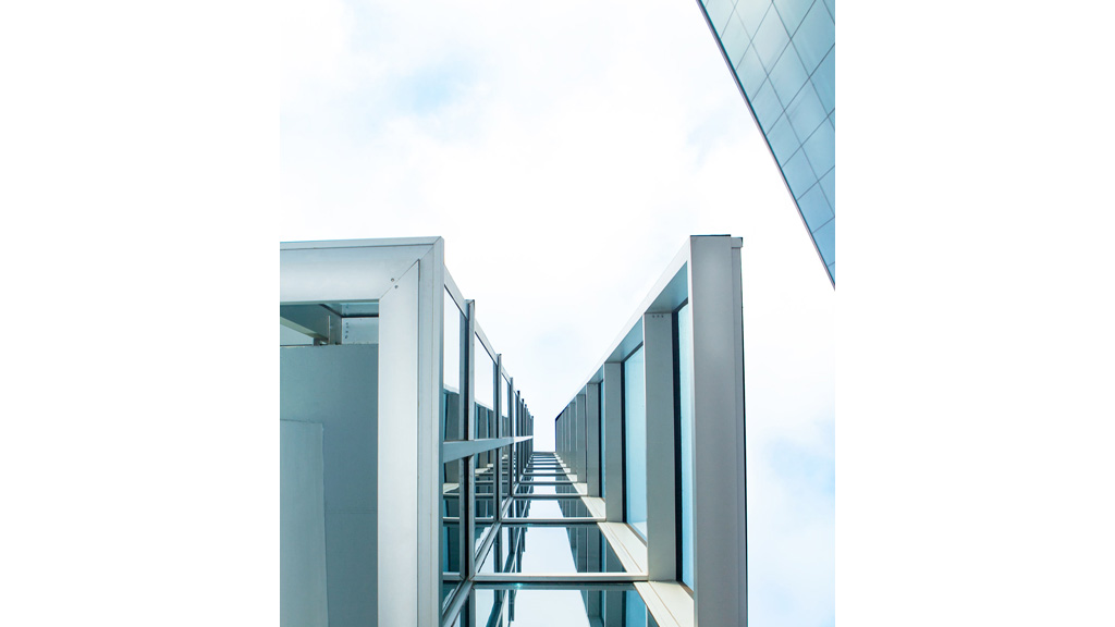 A building with glass walls.