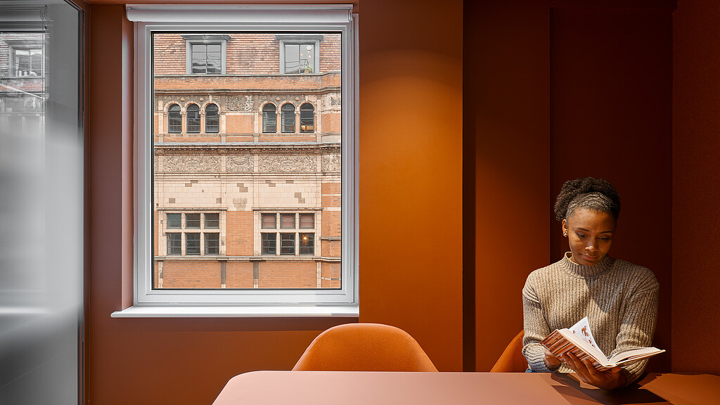 A person reading a book.