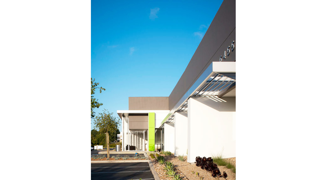 A building with a blue sky.