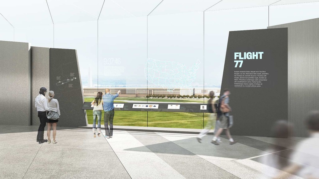 People standing near a sign.