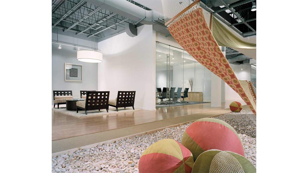 A room with a large staircase.