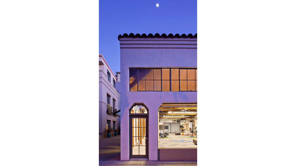 A building with a large window.