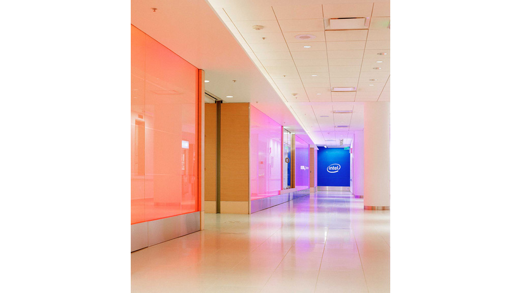 A hallway with doors.