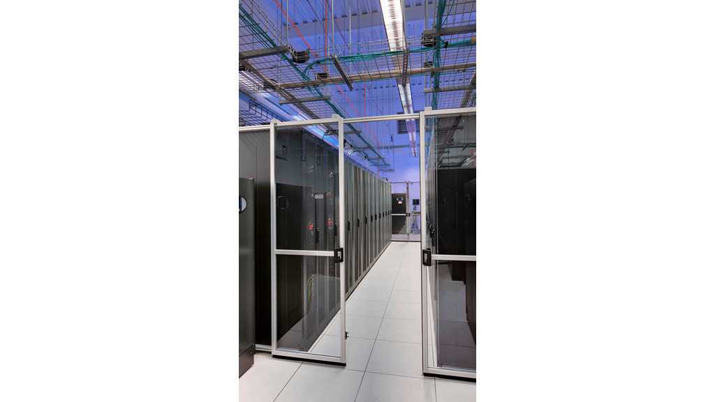 A room with several computer servers.