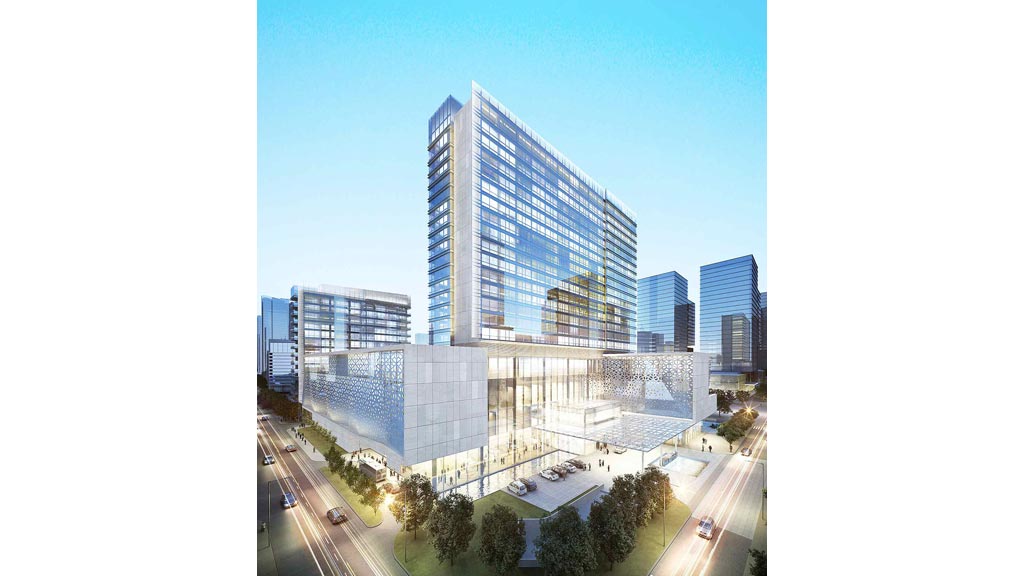 A high angle view of a building.