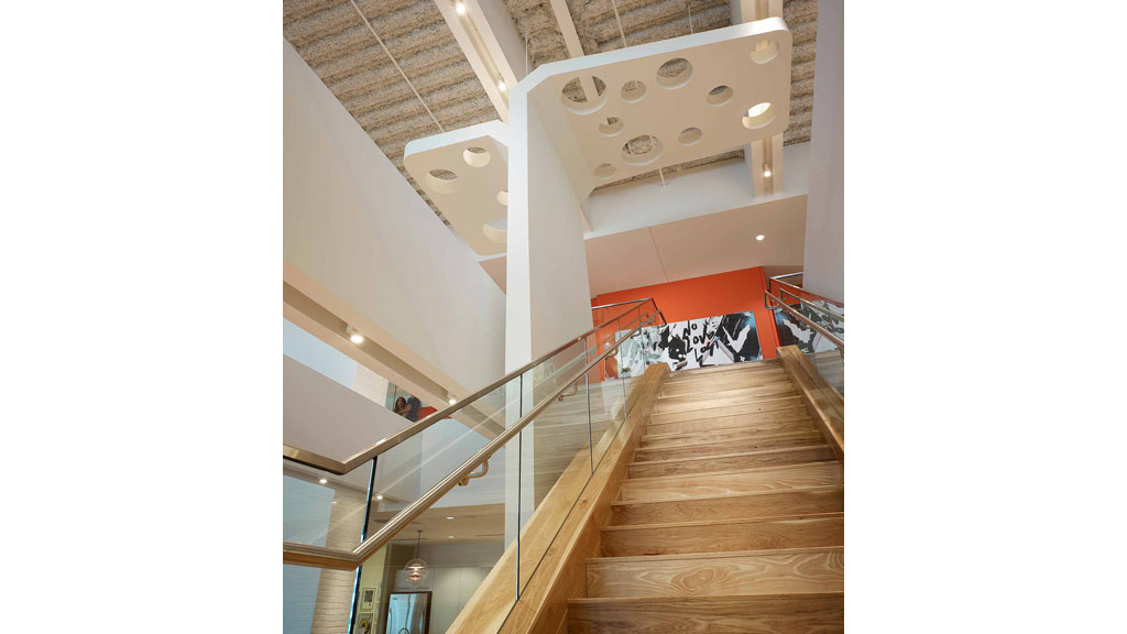 A staircase in a building.