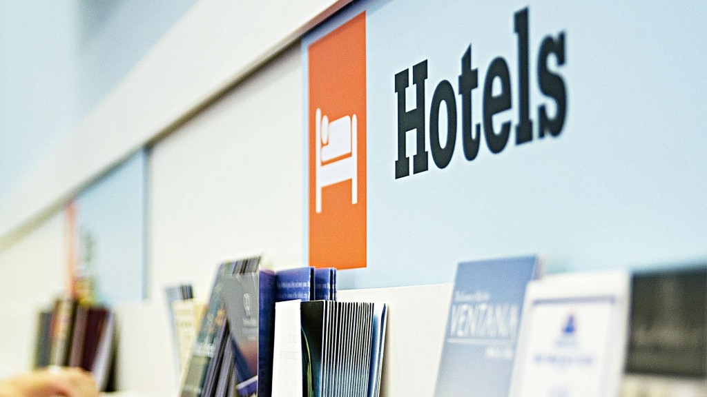 A sign above a desk.