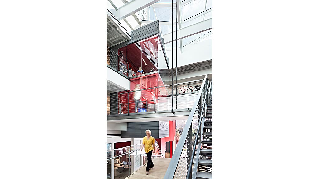 A man walking down a flight of stairs.