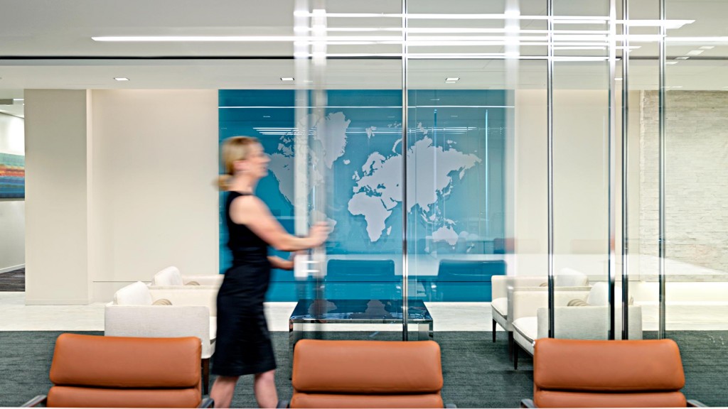 A woman standing in a room.