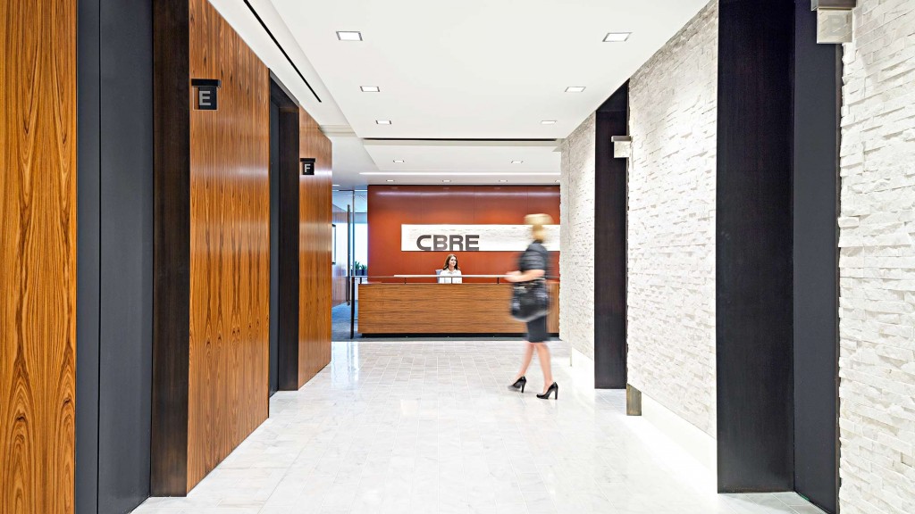 A person walking through a building.