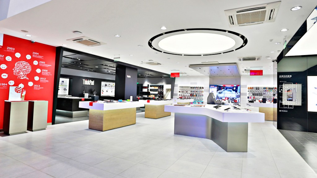 A large room with a large display.