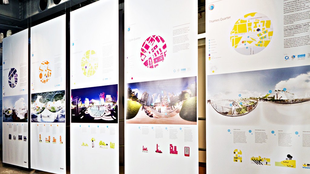 Several white boards with writing on them.