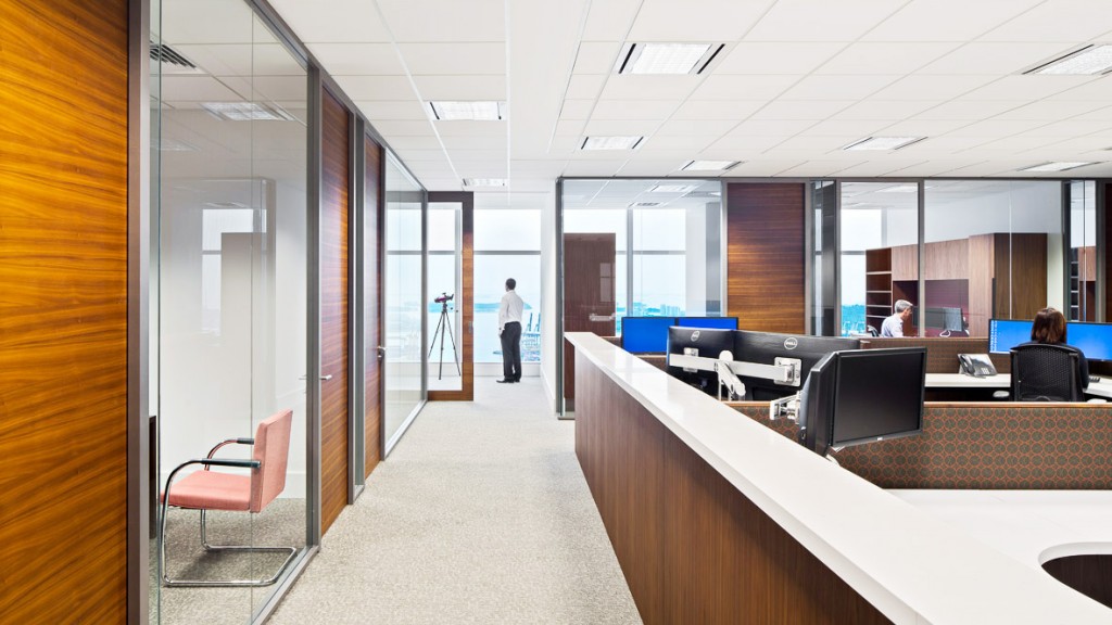 A long shot of an office.