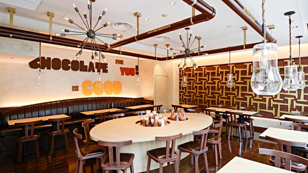 A room with tables and chairs.