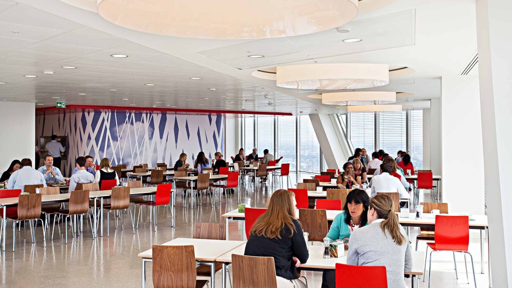 A group of people sitting at tables.