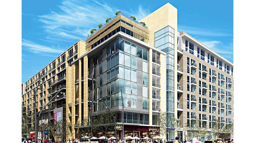 A large building with many windows.