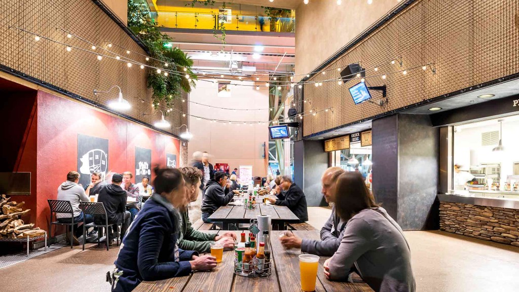 People sitting at tables in a restaurant.