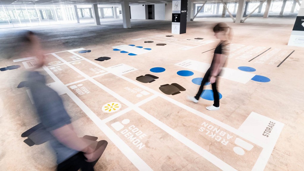 A person standing on a floor.