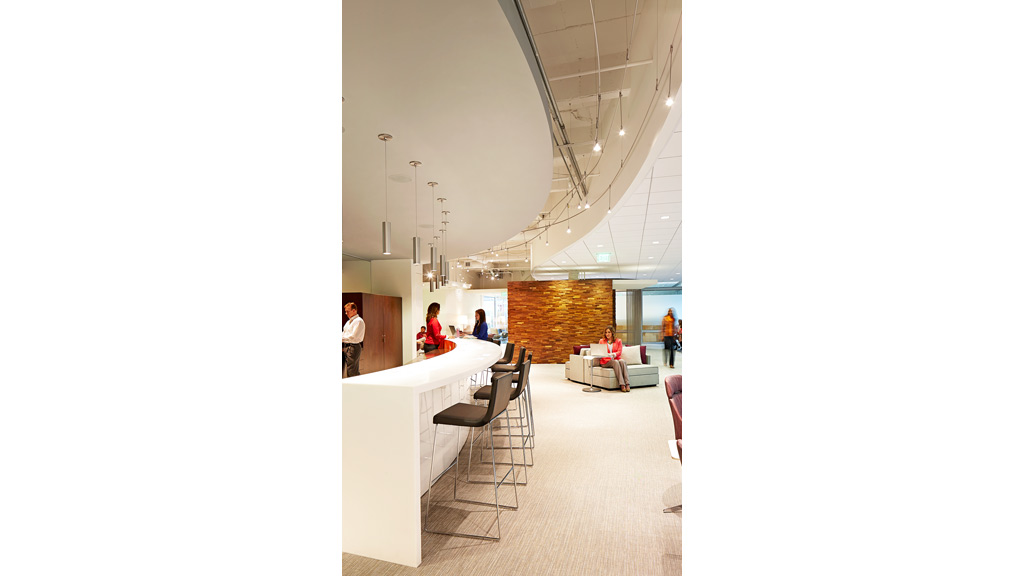 A room with a few people.