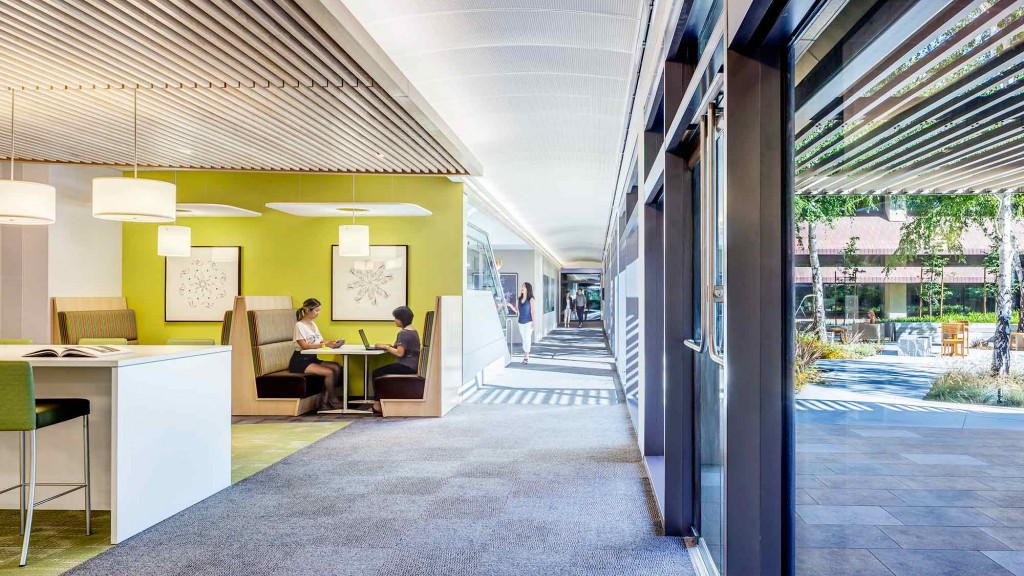 A few people sitting at a table.