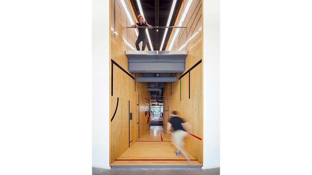 A person standing on a staircase.