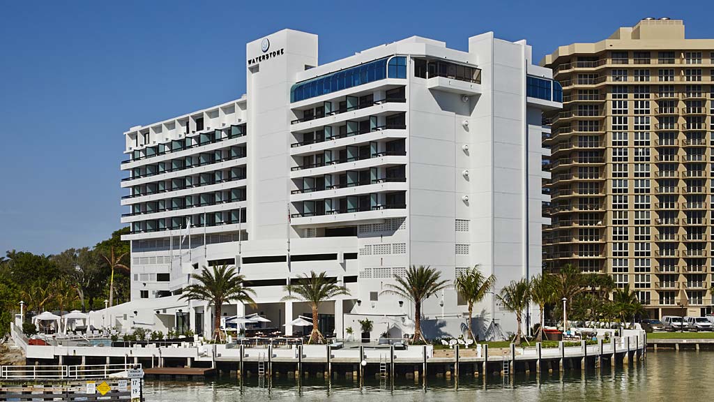 A building next to a body of water.