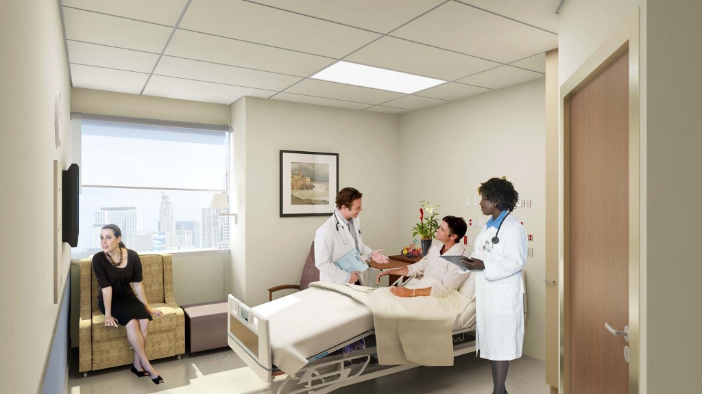 A group of people in a hospital.