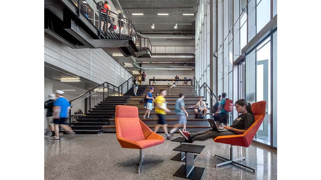 People in a building.