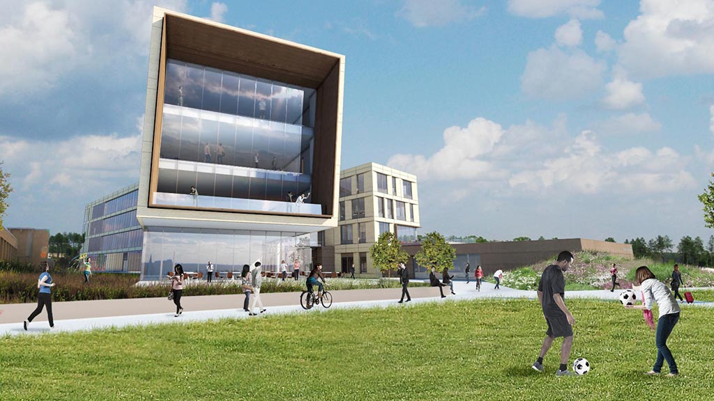 A group of people playing football.