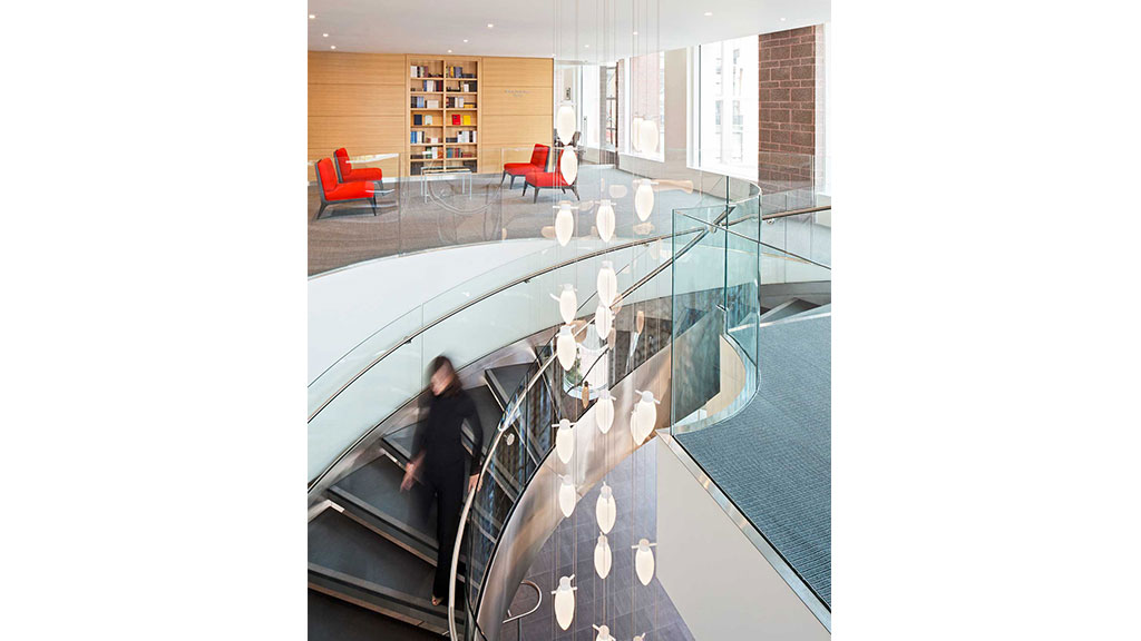A person standing on a glass floor.