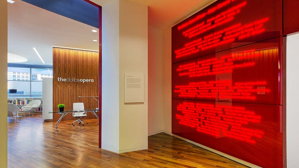 A room with a red wall.