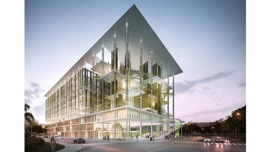 A large white building with a lot of windows.