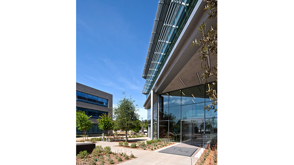 A building with glass walls.