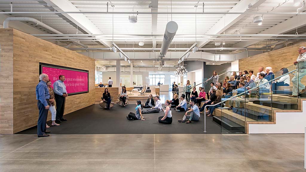 A group of people in a room.