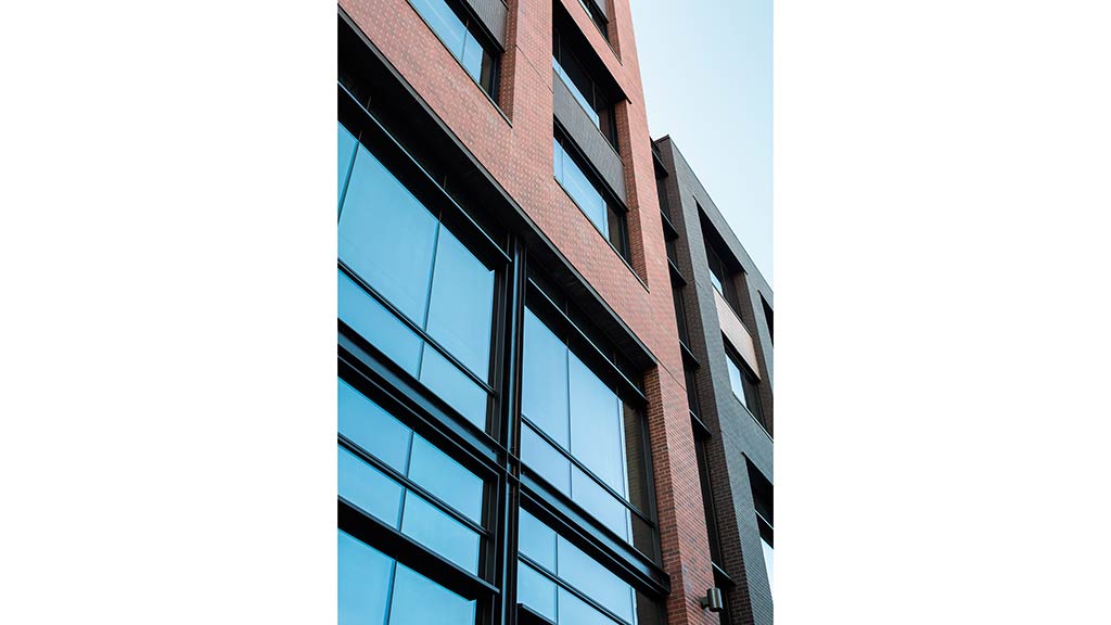 A tall building with windows.