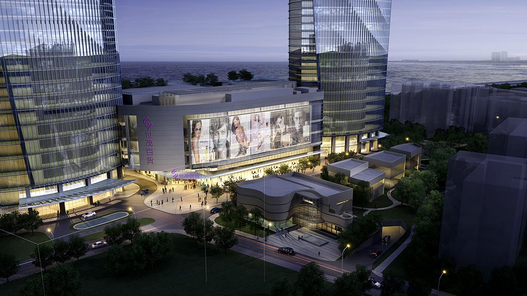 A group of buildings next to a body of water.