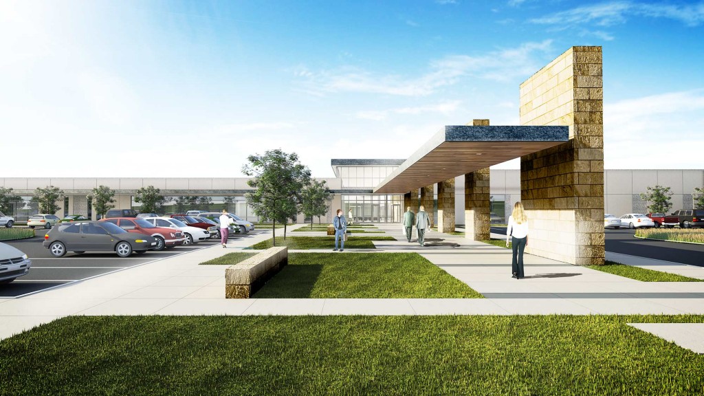 A group of people standing outside a building.