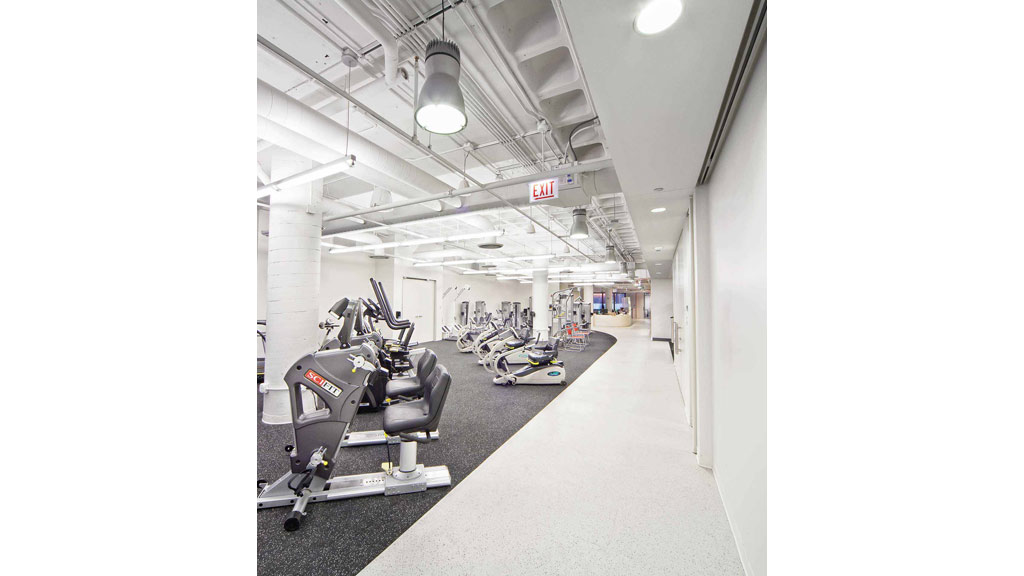A large room with machines.