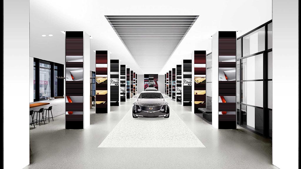 A car parked in a room.