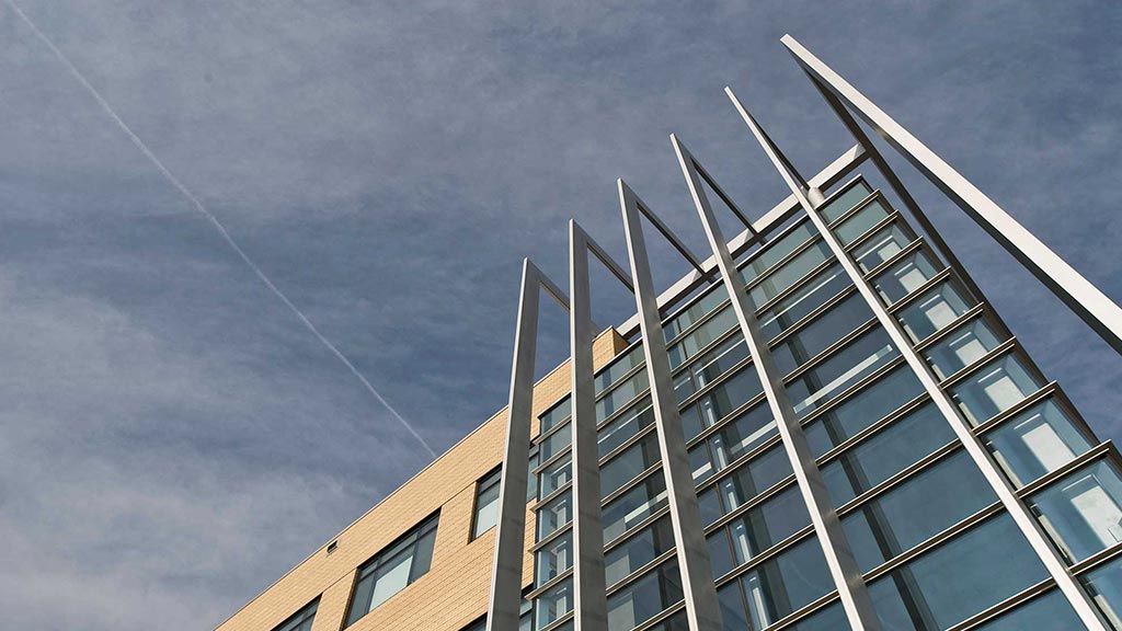 A tall building with windows.